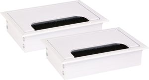 KOTARBAU® 2er Set Aluminium Kabeldurchführung 120x80mm für Möbel Weiß Kabeldose Kabeldurchlass Eckig Eloxiert