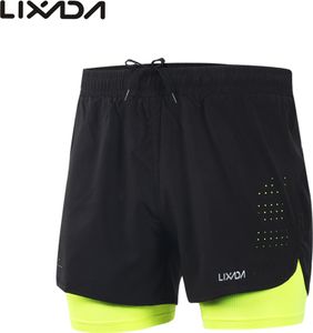 Lixada Laufshorts, Sportshorts, Herrenshorts, Fitness-Schnelltrocknende Hosen, Radlerhosen, atmungsaktiv, Grün, Größe M