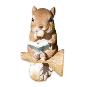 Baumtier "Eichhörnchen mit Buch und Solarlicht" braun