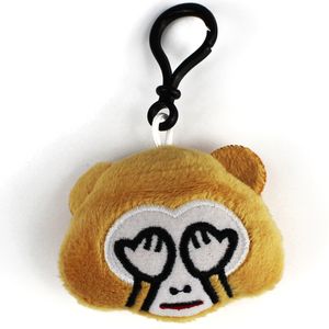 Emoji Schlüsselanhänger Affen SET Smiley aus Plüsch hochwertiger Emoticon Anhänger mit Schlaufe und Karabiner-Haken