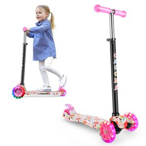 Kinderroller Scooter Kickboard mit 3 LED Räder Tretroller Funscooter klappbar DE 