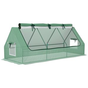 Fóliový skleník Outsunny mini skleník s oknem ze síťoviny, UV odolný chladicí rám pro zahradu na pěstování, PE fólie, zelený, 240 x 90 x 90 cm