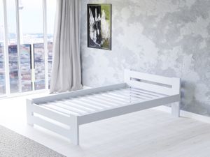 Bett Holzbett Bettgestell Massivholz Weiß Kiefer Doppelbett 100x200 cm Weiss