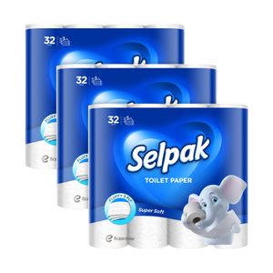 SELPAK Toilettenpapier Klopapier 3-lagig Extra Weich und Stark Wc Papier,100% reine Zellulose (96-St)