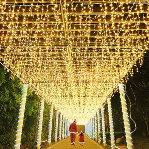 UISEBRT 15m LED Lichterkette Lichtervorhang für Außen Innen - 600 LEDs Warmweiß Eisregen Lichterkettenvorhang mit 8 Modi, IP44 Wasserfest für Weihnachten Halloween Party Garten