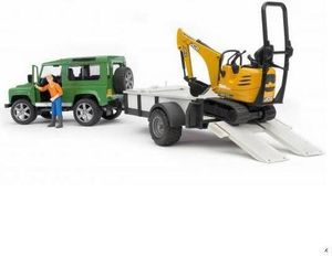 bruder Land Rover Defender  mit Mini-Bagger , Maßstab 1:16