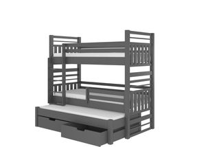 Patrová postel pro 3 děti Hanka, 200x90cm, šedá