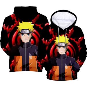 Anime Naruto Kapuzenpullover Hoodie für Männer Jungen Sportbekleidung Schwarz Kapuzenpullover, Größe: XL