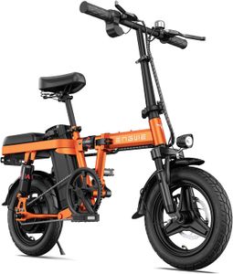 Damen E-Bike Klappräder Elektrofahrrad, 14" Tire E-Fahrrad klapprad, 48V/10Ah Akku Reichweite bis zu 50km, Faltbares City E-Bike für Erwachsene, Herren Damen Orange