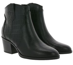 CAPRICE Cowboy-Boots schicke Damen Echtleder-Stiefeletten mit Animal-Muster Schwarz, Größe:38