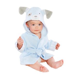 Kinder Baby Jungen/Mädchen Bademäntel, Baby Bademantel mit Kapuze, Tiermuster weiche mit Kapuze Bademäntel Baumwolltücher für Baby Blauer Welpe ( 5-6 Jahre)