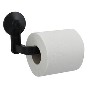 MSV Toilettenpapierhalter Rollenhalter zum Hängen Bad Regal Badezimmer schwarz - mit Saugnäpfen