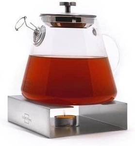 SILBERTHAL Teekanne mit Stövchen aus Edelstahl Set Glas - Mit Siebeinsatz - 1,5 Liter - Zum Warmhalten der Teekanne mit Teelicht