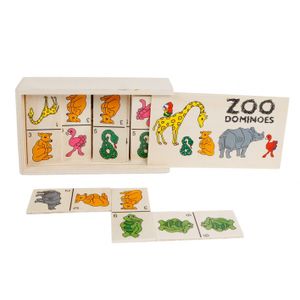 BIG Tree Wooden Domino - Kinderspielzeug Holzspielzeug - Lernspielzeug - Domino Spiel 28 Teile - Mit Tieren und Zahlen
