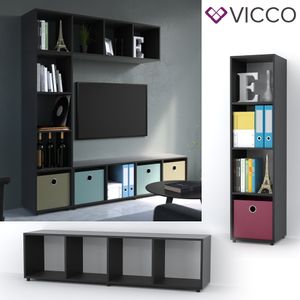 Vicco Raumteiler Ludus Schwarz 144,9 x 36,8 x 33,8 cm Holzwerkstoff