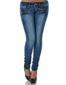 Skinny Jeans mit coolem Knitter-Detail Dunkelblau 42