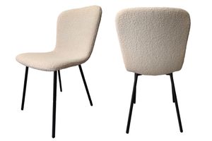 SalesFever Esszimmer-Stuhl im 4er Set | Bezug Bouclé Stoff | Beine Metall | B 44 x T 52 x H 79 cm | beige – schwarz