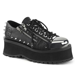 GRAVEDIGGER-04 DemoniaCult Uni šnurovacie topánky na platforme s čiernymi nitmi na zips