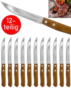 12er Steakmesser Set mit Holzgriff Messer Küchenmesser Pizzamesser Edelstahl