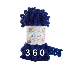 Alize Puffy PREMIUM Wolle Fingerstrick-Wolle, Schlaufenwolle, Chenille Garn, 100gr, 360 - Nachtblau