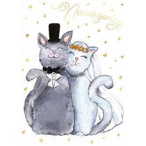 Svatební karta B6 s kapsou Kočky