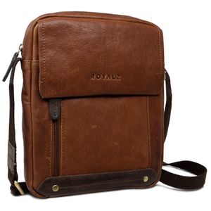 ROYALZ 'Idaho' Vintage Leder Umhängetasche Klein Herren Kompaktes Design Männer Ledertasche Mini Messenger Bag, Farbe:Texas Braun