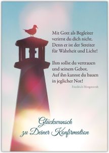 Schöne moderne Glückwunschkarte zur Konfirmation mit Morgenstern ZitatMit Gott als Begleiter...