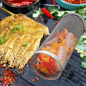 Rolling Rotis serie Korb Grill Edelstahl geräuchert Mesh Grill Trommel Chili Röster Trommel Ofen Braten zylindrischen Grill korb, 30cm