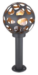 Globo Lighting Außenleuchte Edelstahl anthrazit, Aluminium Druckguss anthrazit, Kunststoff klar, IP44, Sockelleuchte, ø: 200mm, H: 450mm, exkl. 1x E27 LED 15W 230V