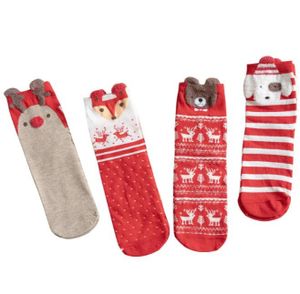 Weihnachtssocken Kinder Mädchen Socken Lustige Strümpfe aus Baumwolle Weihnachts Geschenk für Mädchen,Größe 34-40,4Paare