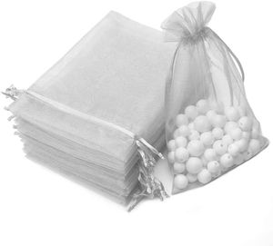 INF Kleine Geschenktüten mit Zugband Organza 25er-Pack 7x9 cm Grau