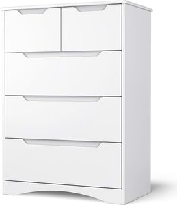 Bealife Kommode mit 5 Schubladen, Schubkastenkommode, Schrank, Sideboard, 72x41x94cm, Weiß