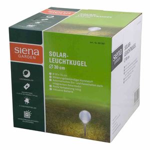 Siena Garden 681-981 Solar-Leuchtkugel Ø30cm 4 LED, Ø30x66,5cm, weiß