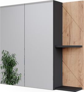 Vicco Badspiegelschrank Irma, 80 x 75 cm, Anthrazit/Goldkraft Eiche