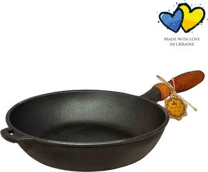 MAYSTERNYA Gietijzeren Koekenpan - ø 26 x 6 cm - Pannen - BBQ Pannen - Pannenset - BBQ Accesoires - Barbecue Geschenk - Keukengerei - Zwart