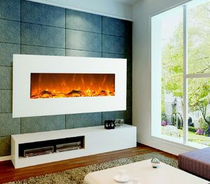 Glow Fire Elektrokamin 'Venus' | LED Wandkamin in weiß mit Heizung (1500 W) | HxBxT: 55x126x13,6 cm