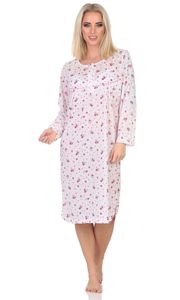 Damen Nachthemd Sleepshirt Nachtwäsche mit Muster,  Ecru/2XL/44