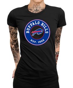 Buffalo Bills - American Football NFL Super Bowl Damen T-Shirt, Schwarz, XL, Vorne