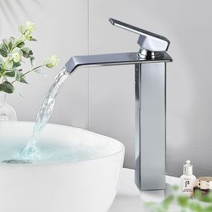 Badarmatur wasserfall Wasserhahn Bad hoch Waschtischarmatur Waschbeckenarmatur Messing Chrom Einhandmischer Mischbatterie Bad