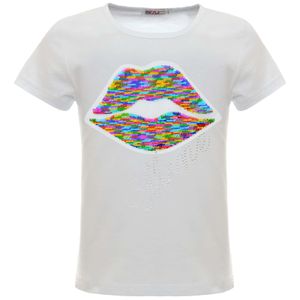 BEZLIT Mädchen Wende Pailletten T-Shirt mit einem Kmisso Motiv Weiß 146