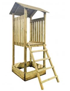 Turm Spielturm für Kinder mit Sandkasten und Leiter - (4004)