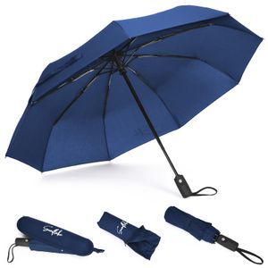 Sunflake® Regenschirm sturmfest bis 140 km/h - inkl. Schirm-Tasche & Reise-Etui - Taschenschirm mit Auf-Zu-Automatik, klein, leicht & kompakt Blau
