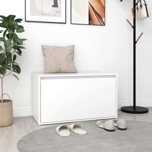 Eleganten-Stil Flurbank 80x40x45 cm Weiß Holzwerkstoff DE30528 Eleganten-Stil Flurbank 80x40x45 cm Weiß Holzwerkstoff DE30528