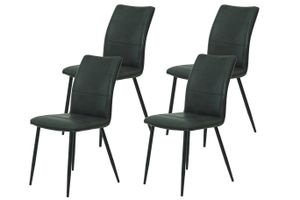 4er Set Stuhl Carolin-Bezug Microfaser Vintage Optik-Metallgestell Rundrohr Pulverbeschichtung schwarz-44cm Sitzbreite-120kg belastbar