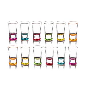 BigDean 12er Set Schnapsgläser 2cl – farbige Shot Gläser für Tequila, Wodka, Ouzo, Sambuca etc. - St