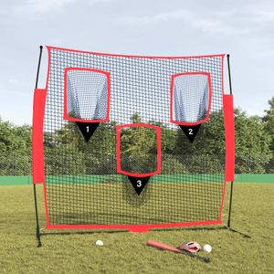vidaXL Baseball-Netz Tragbar Schwarz und Rot 183x105x183 cm Polyester