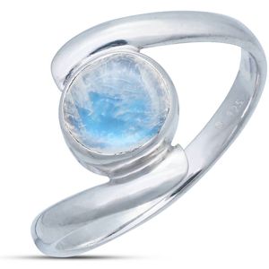 Ring SAMAYA aus 925er Sterling Silber, Ringgröße:50, Stein:04 - Regenbogen Mondstein