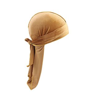 Durag-Mütze, einfarbig, ultraweich, hält warm, Samt, für Herren und Damen, Kopfwickel mit langem Schwanz für den Winter, Khaki