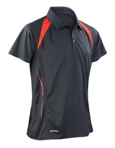 Result Spiro Herren Team Spirit Sport Fitness Training Polo Shirt, Größe:4XL, Farbe:Black/Red