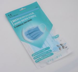10x Medizinischer Mundschutz Maske OP Maske 3-lagig + 15x Desinfektionstücher